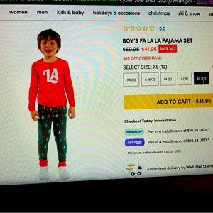 Kids unisex pajama set, xl, red/green by Tipsy Elves